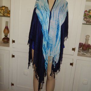 New Studio 36 shawl wrap blue multi color women scarf. O/S Rayon